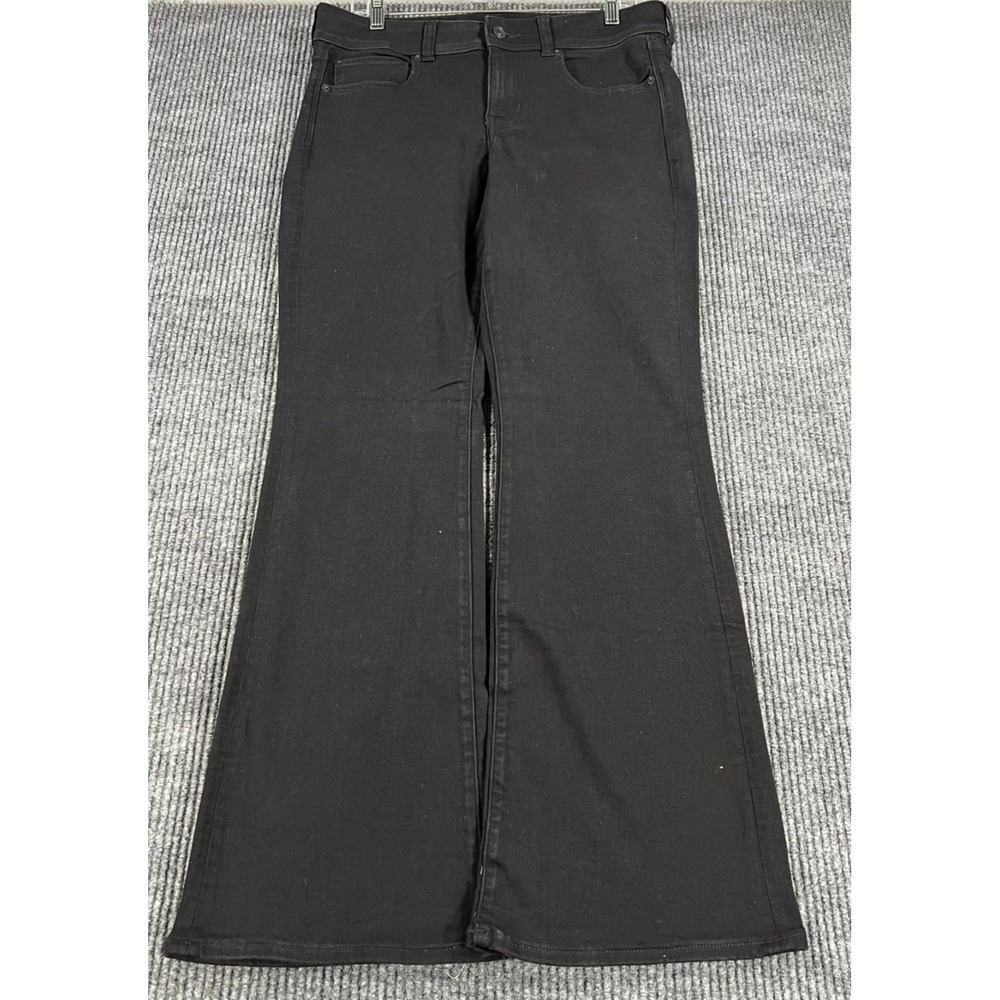 American Eagle Kick Boot Jeans Womens 12 Regular Black Denim Stretch Casual